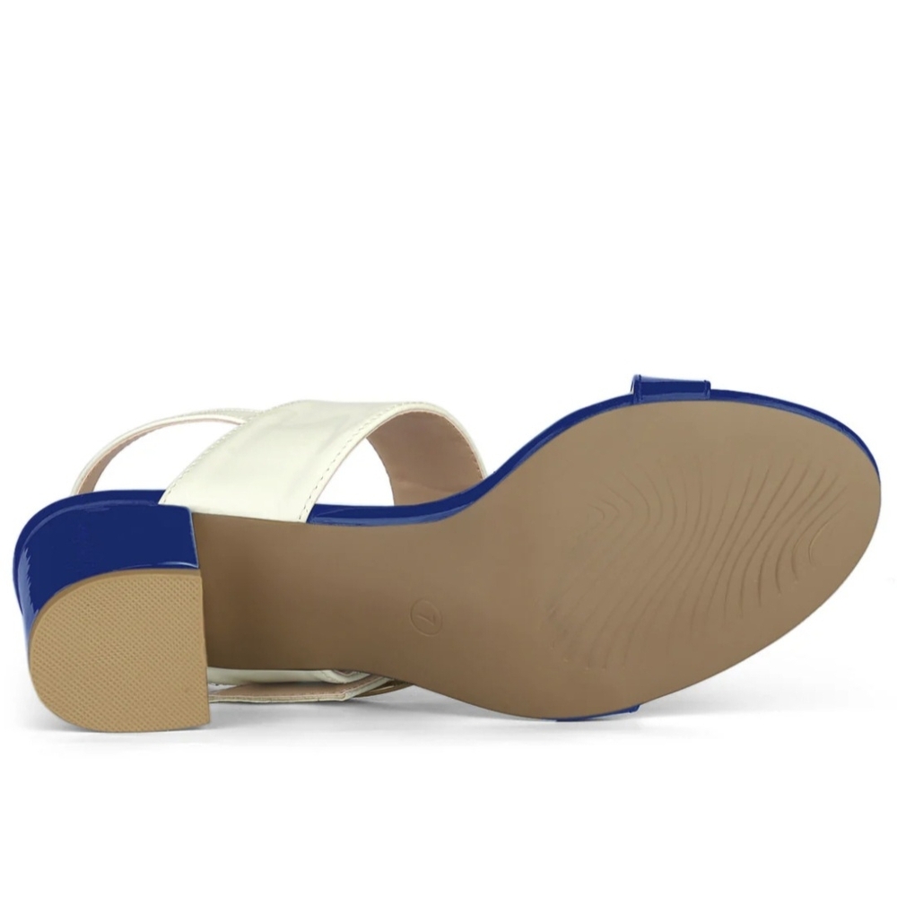 Allegra K Blue and White Heels with Chic Design - Picture 6 of 6